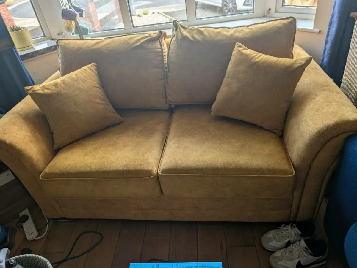 Yellow 2 seater couch - Image 1