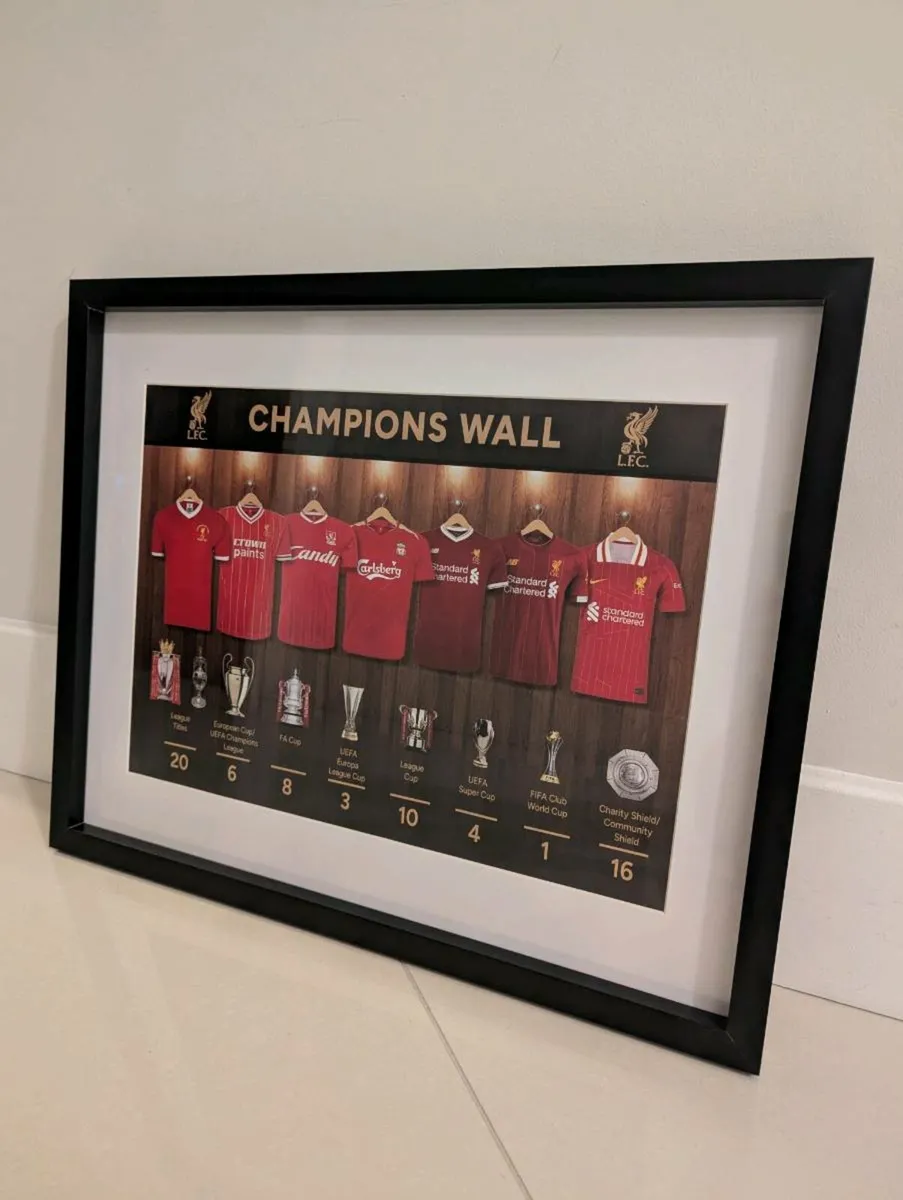 liverpool champions wall 16" x 12" framed photo
