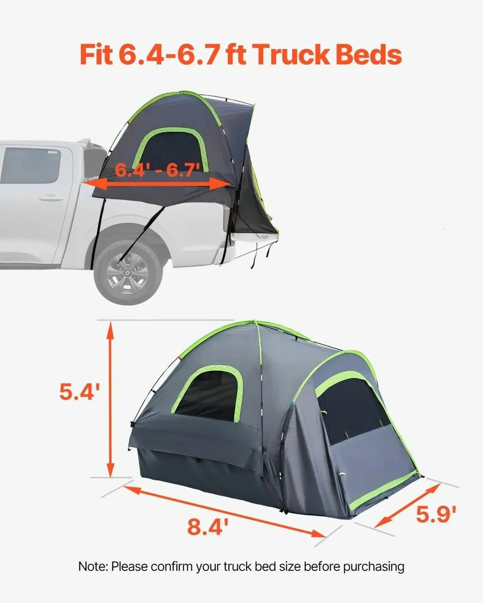 Truck Bed Camping Tent Fits 6.4 to 6.7 ft Waterpro - Image 2