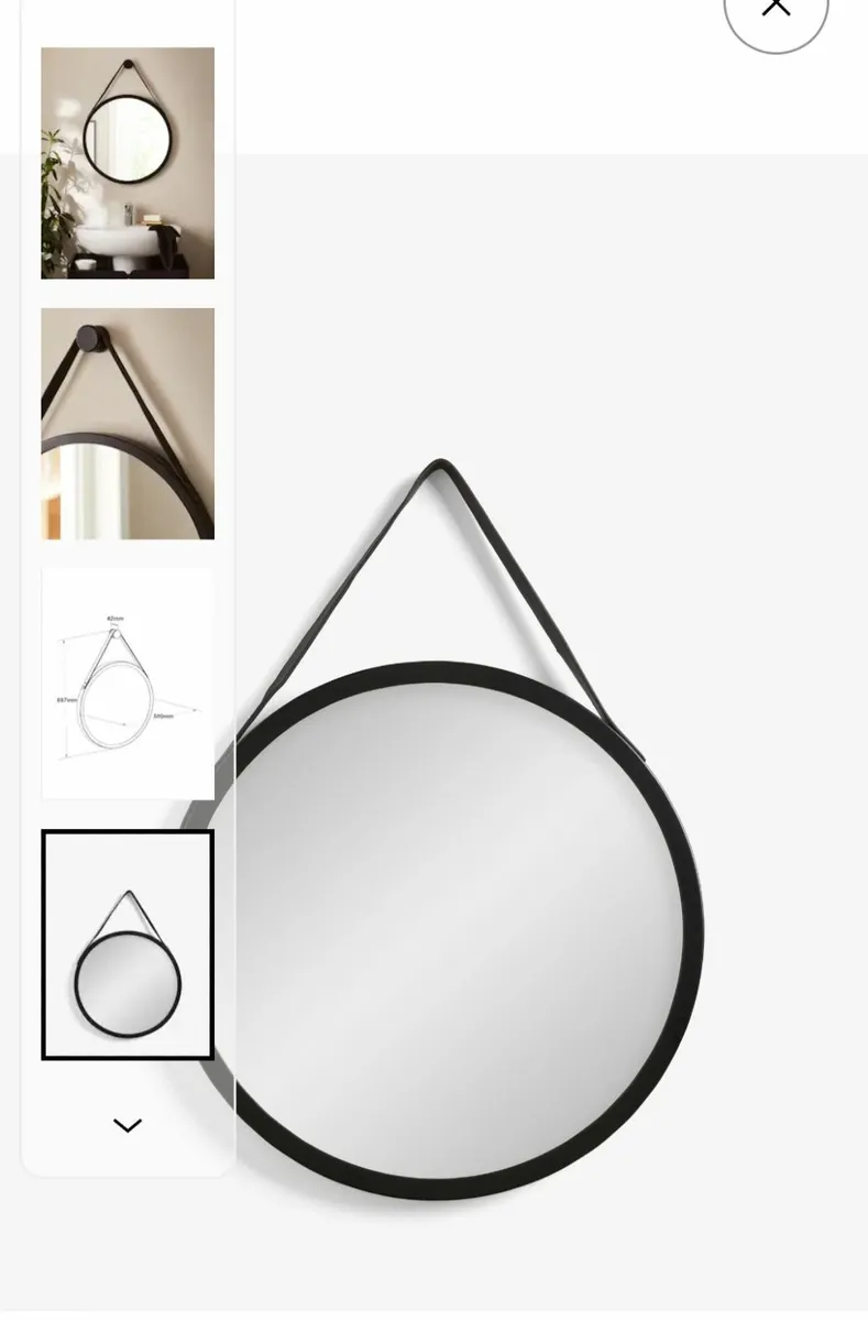Wall mirror with leather strap - Image 2