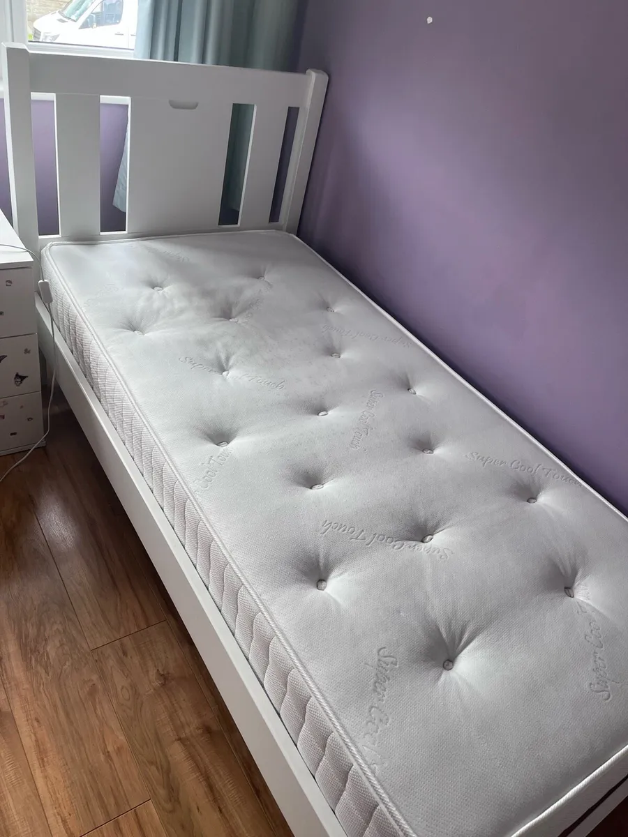 White wooden Harvey Norman single bed frame - Image 2