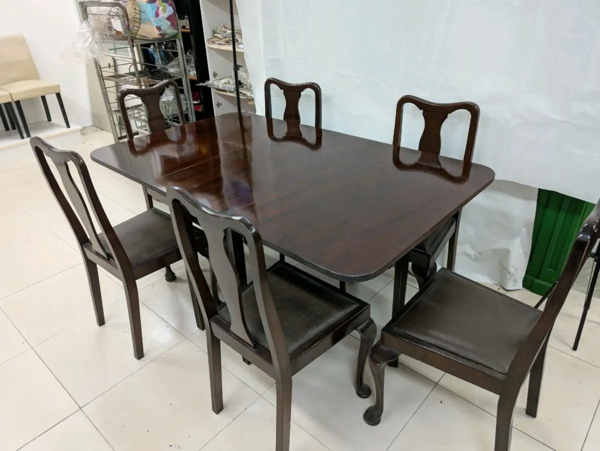 Handmade mahogany Dining table with 6 chairs - Image 1