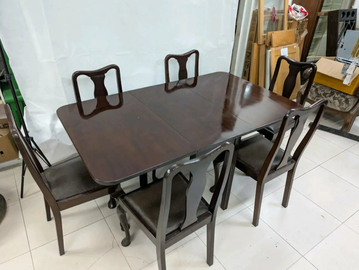 Handmade mahogany Dining table with 6 chairs - Image 2