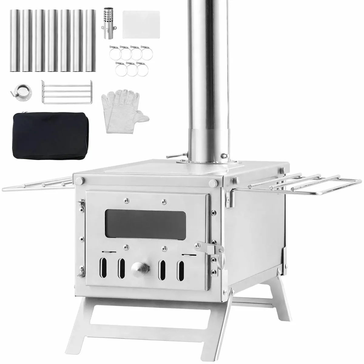 Camping Wood Stove with Chimney Outdoor Heating an - Image 1