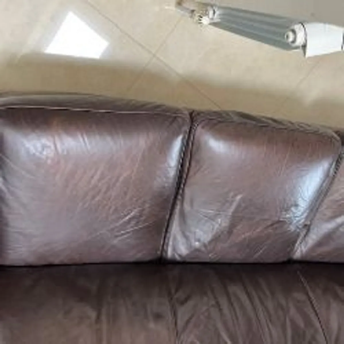 Sofa, Natuzzi real Italian Leather 3 seater and other 3 piece suite, sofa bed, akitchen Dresser pine. - Image 4