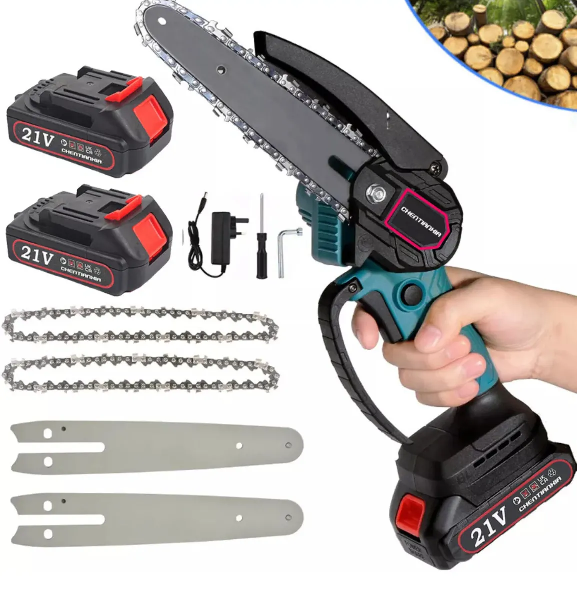 Cordless Mini Chainsaw 4” 6” with 2 Batteries NEW - Image 1