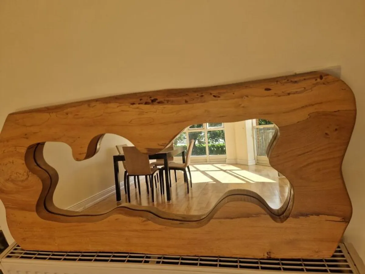 Large Solid Bog Oak Handmade mirror - Image 1
