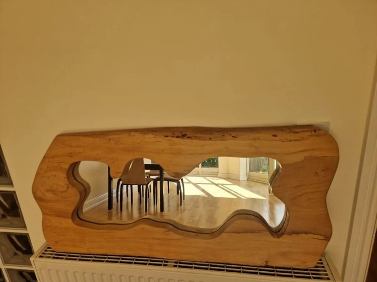 Large Solid Bog Oak Handmade mirror - Image 2