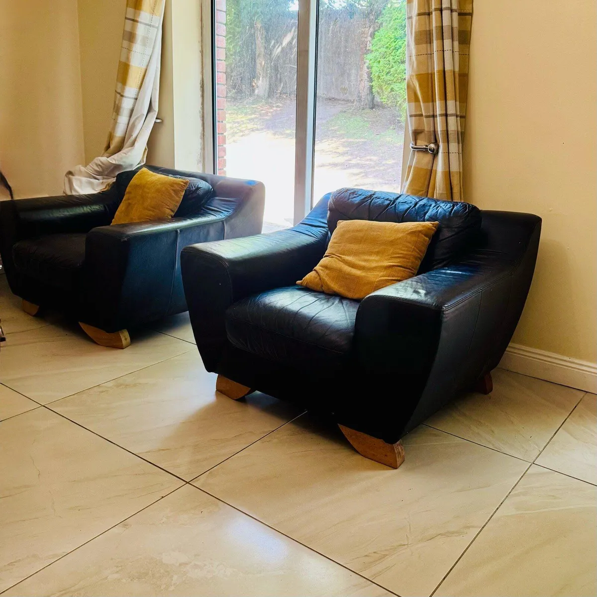 Black Faux Leather Couch & Seats - Image 2