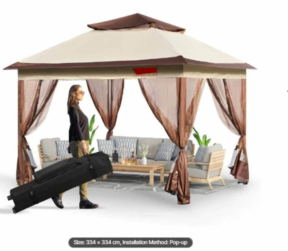 Patio Gazebo, 11 x 11 FT Pop up Gazebo for 8-10 - Image 1