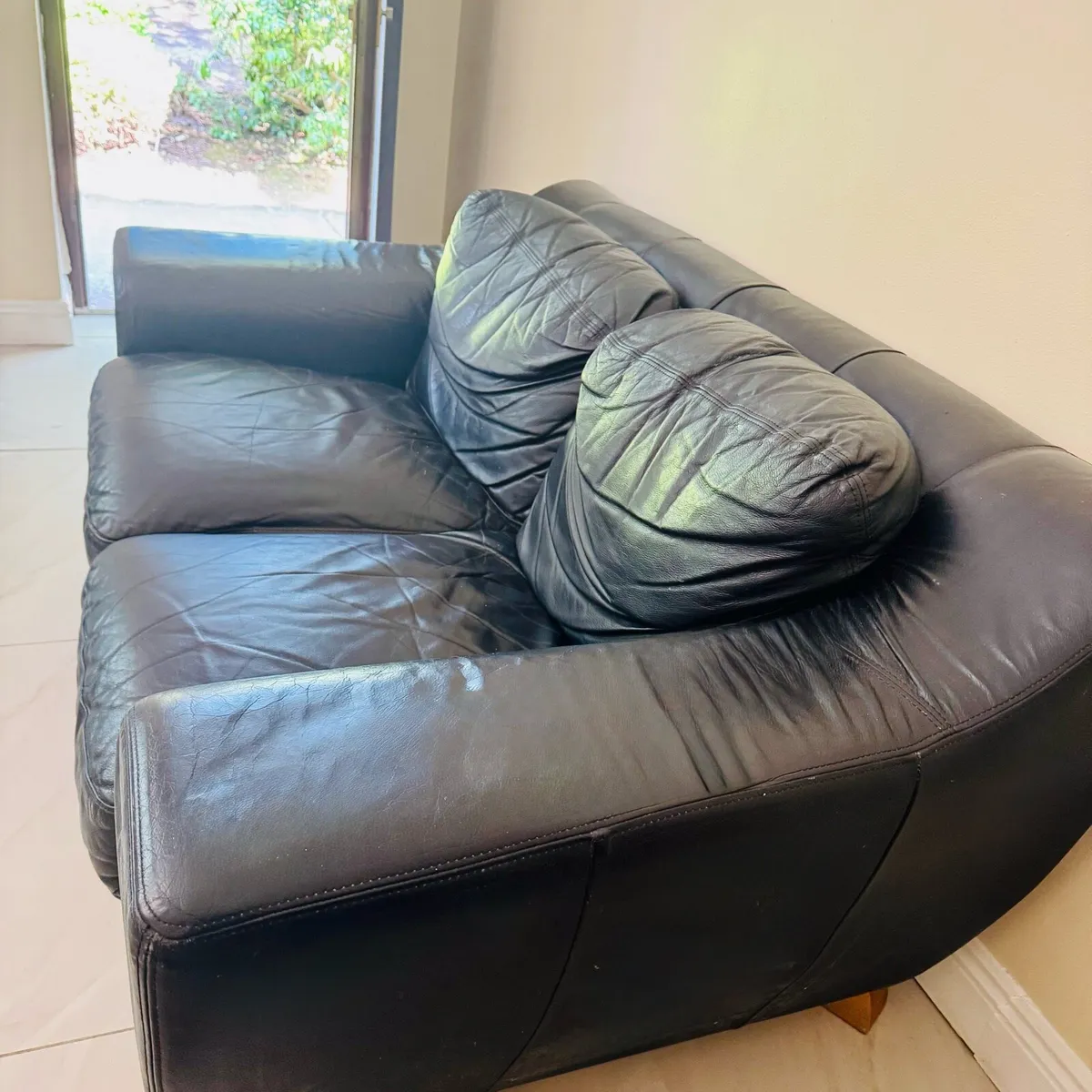 Black Faux Leather Couch & Seats - Image 3