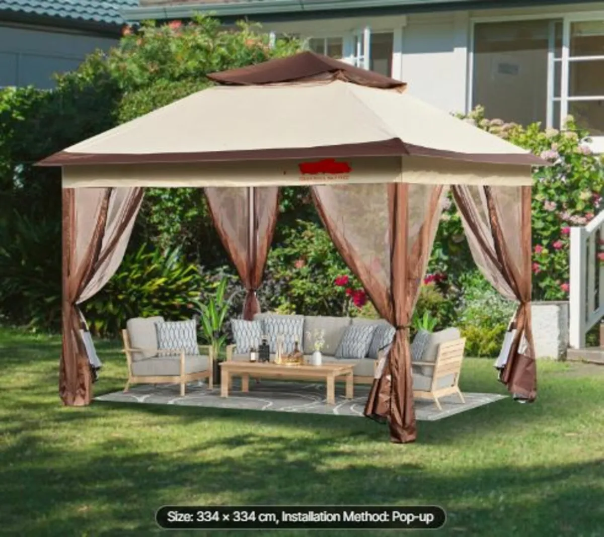 Patio Gazebo, 11 x 11 FT Pop up Gazebo for 8-10 - Image 4