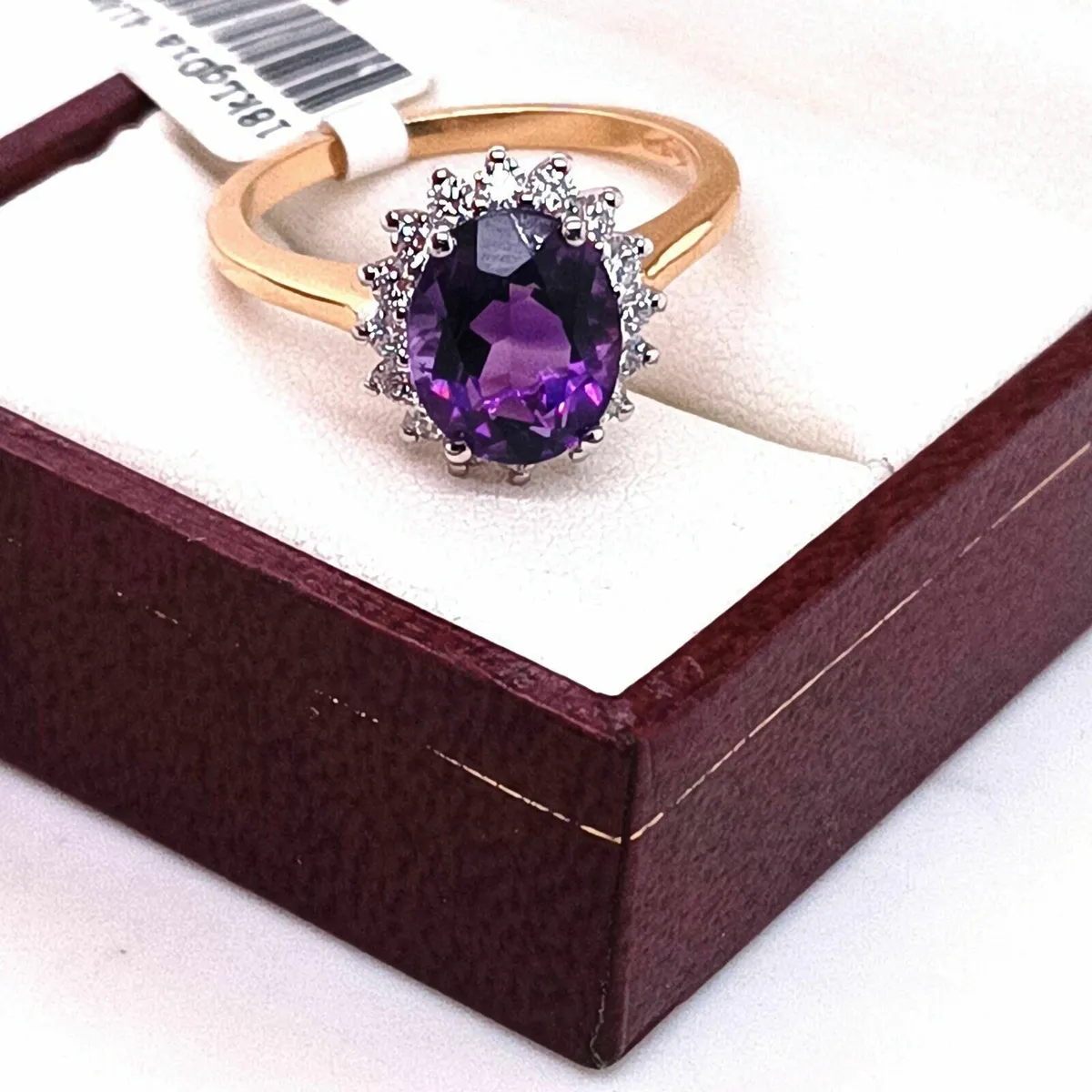 Oval Cut Amethyst & Diamond Ring, 18 K Yellow Gold - Image 3