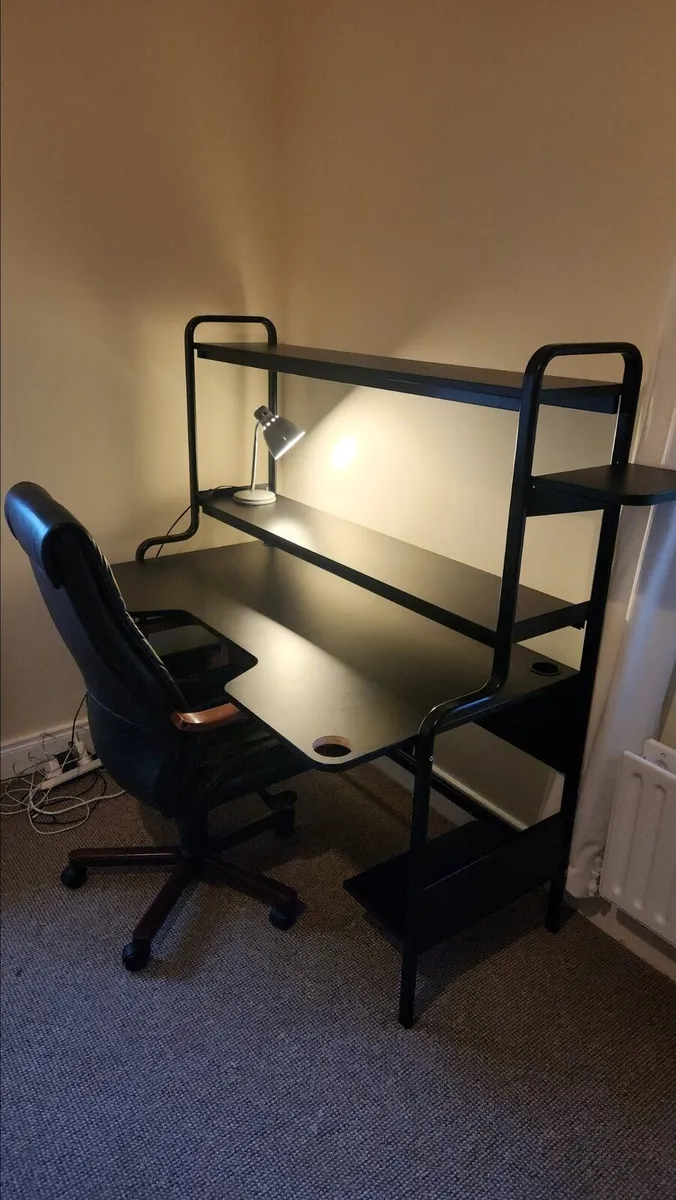 Ikea Fredde Gaming Desk & Leather Chair - Image 1