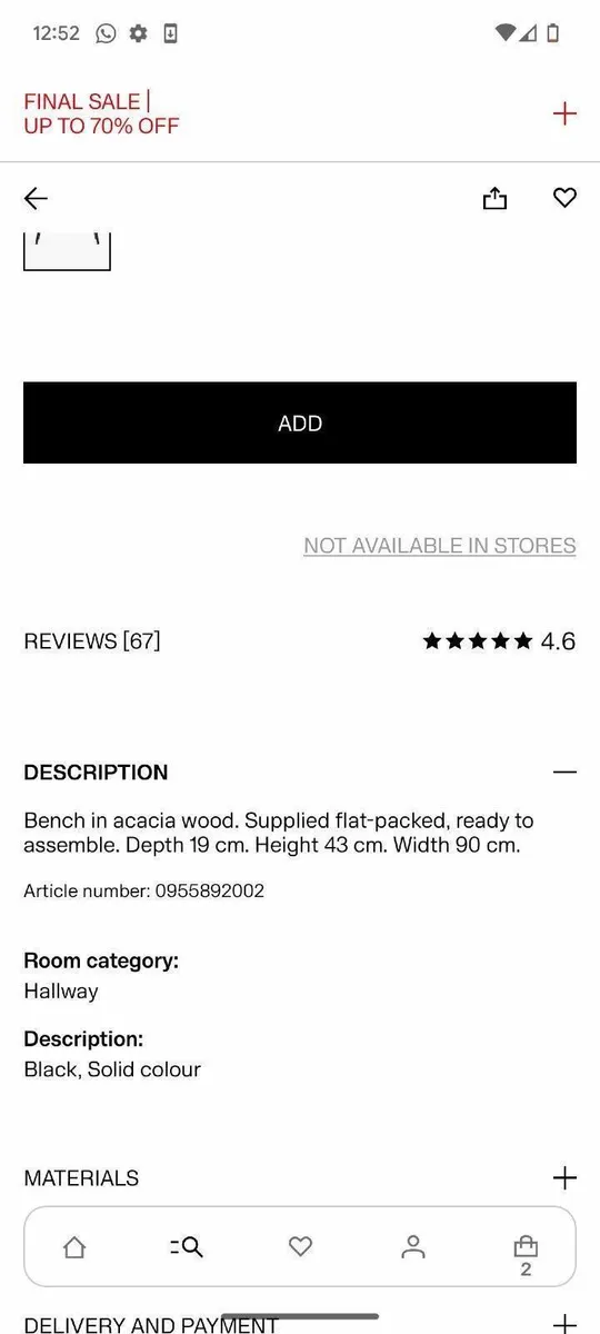 Bench H&M Home - Image 2