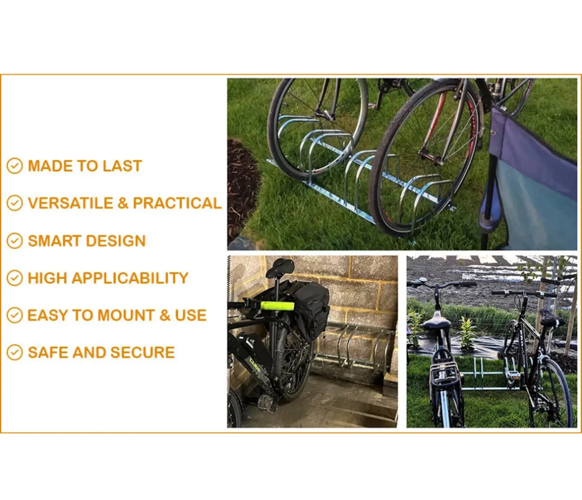 NEW 4 Bicycle Parking Stand Steel Pipe Bike Rack - Image 2