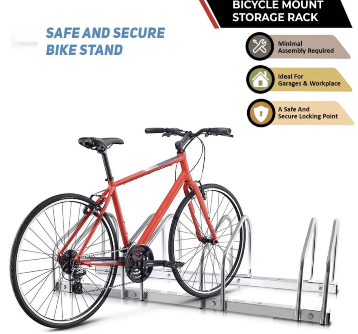 NEW 4 Bicycle Parking Stand Steel Pipe Bike Rack - Image 3