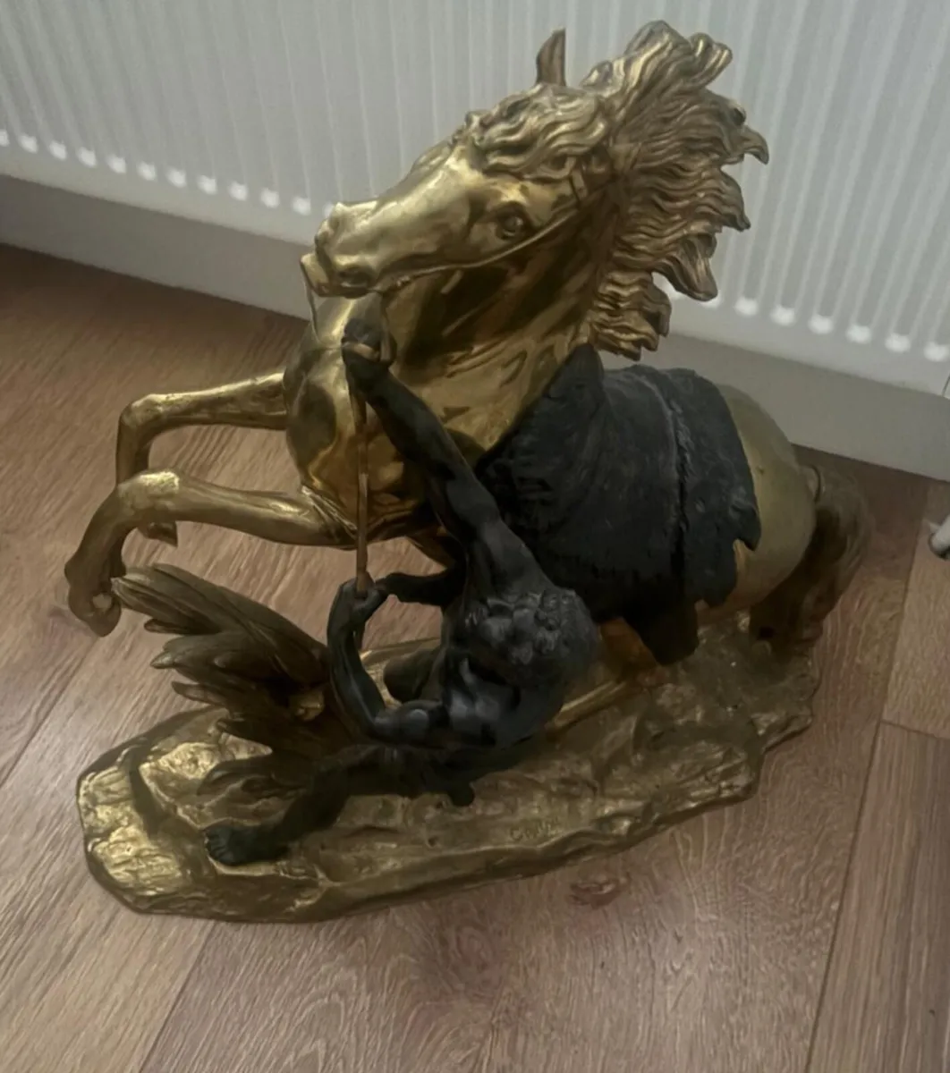 Horse figures, very heavy, metal, large, D18 - Image 2