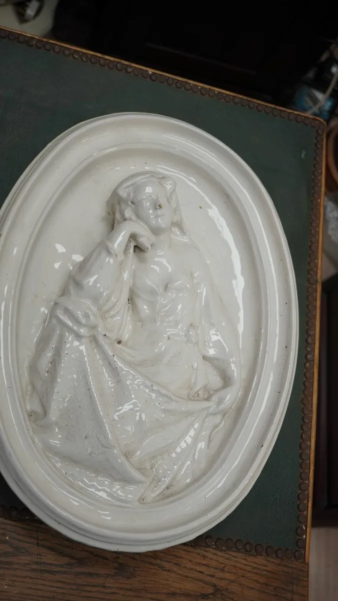 🕊 Antique Italian-Style Glazed Terracotta Relief - Image 1