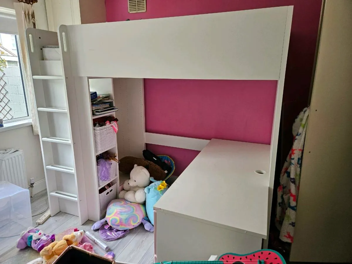 IKEA bed with storage and desj - Image 1