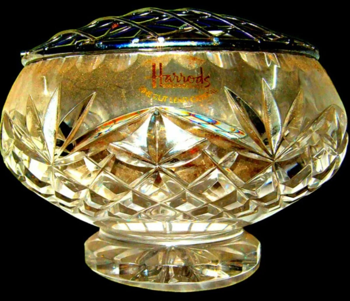Vintage Harrods Crystal Rose Bowl - Image 1