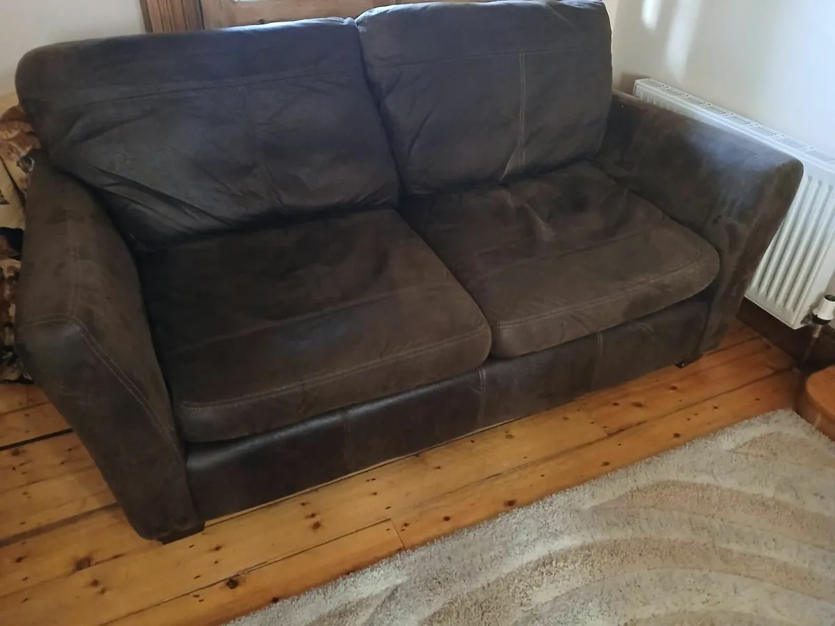 Suede couch and arm chair - Image 1