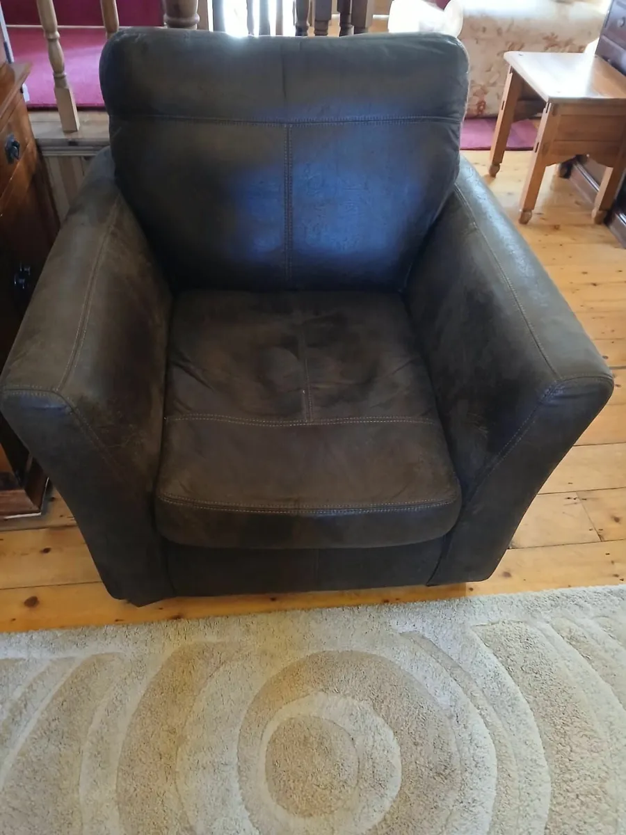 Suede couch and arm chair - Image 2