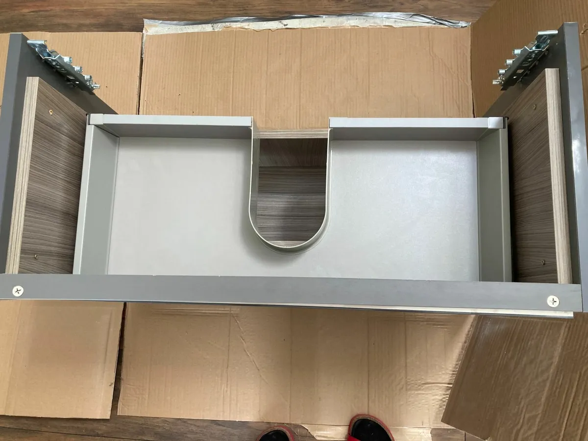 Wall Hung Vanity Unit w/ Open Shelf Grey 800mm - Image 2