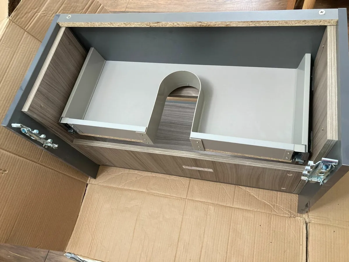 Wall Hung Vanity Unit w/ Open Shelf Grey 800mm - Image 3