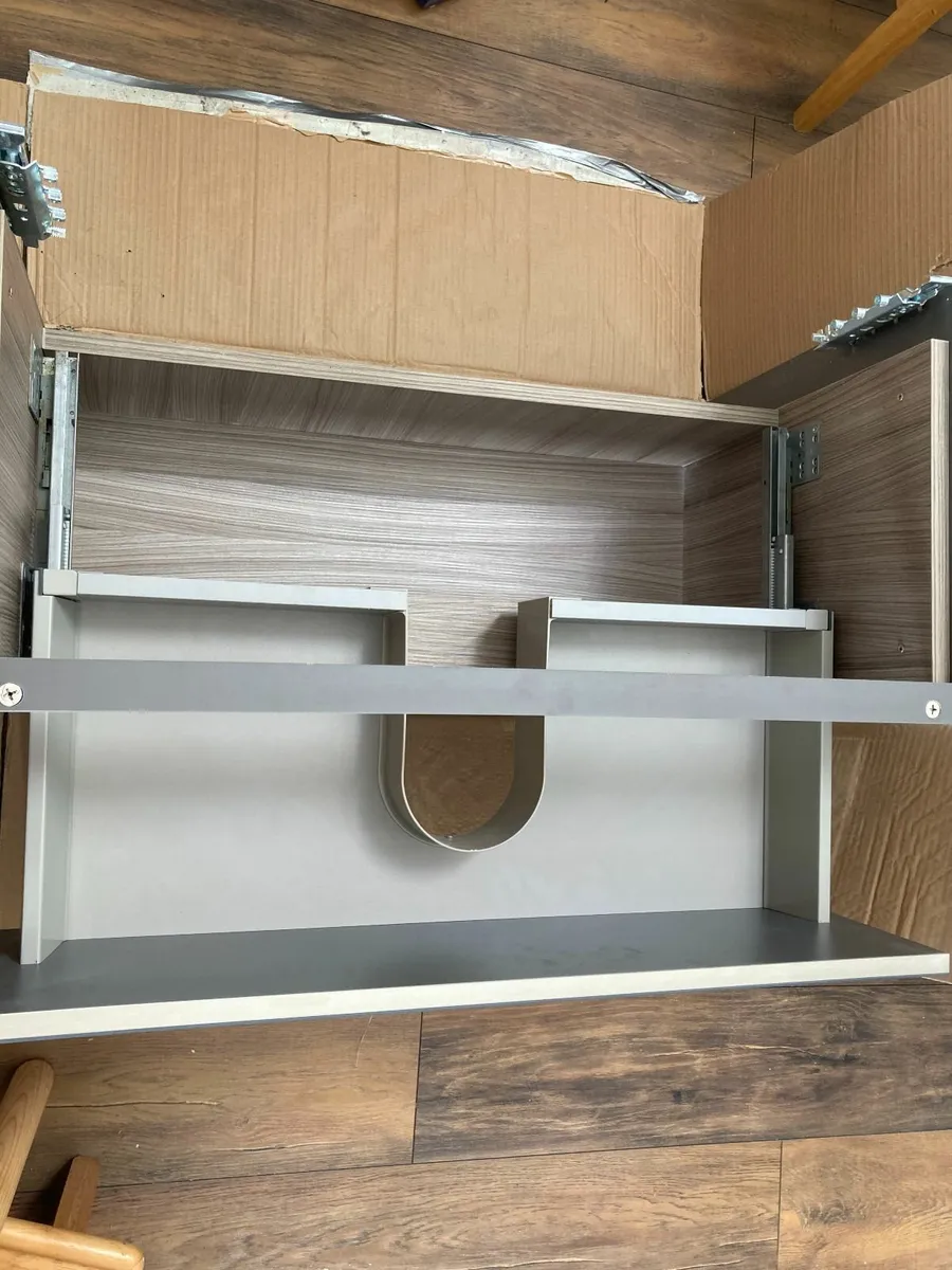 Wall Hung Vanity Unit w/ Open Shelf Grey 800mm - Image 4