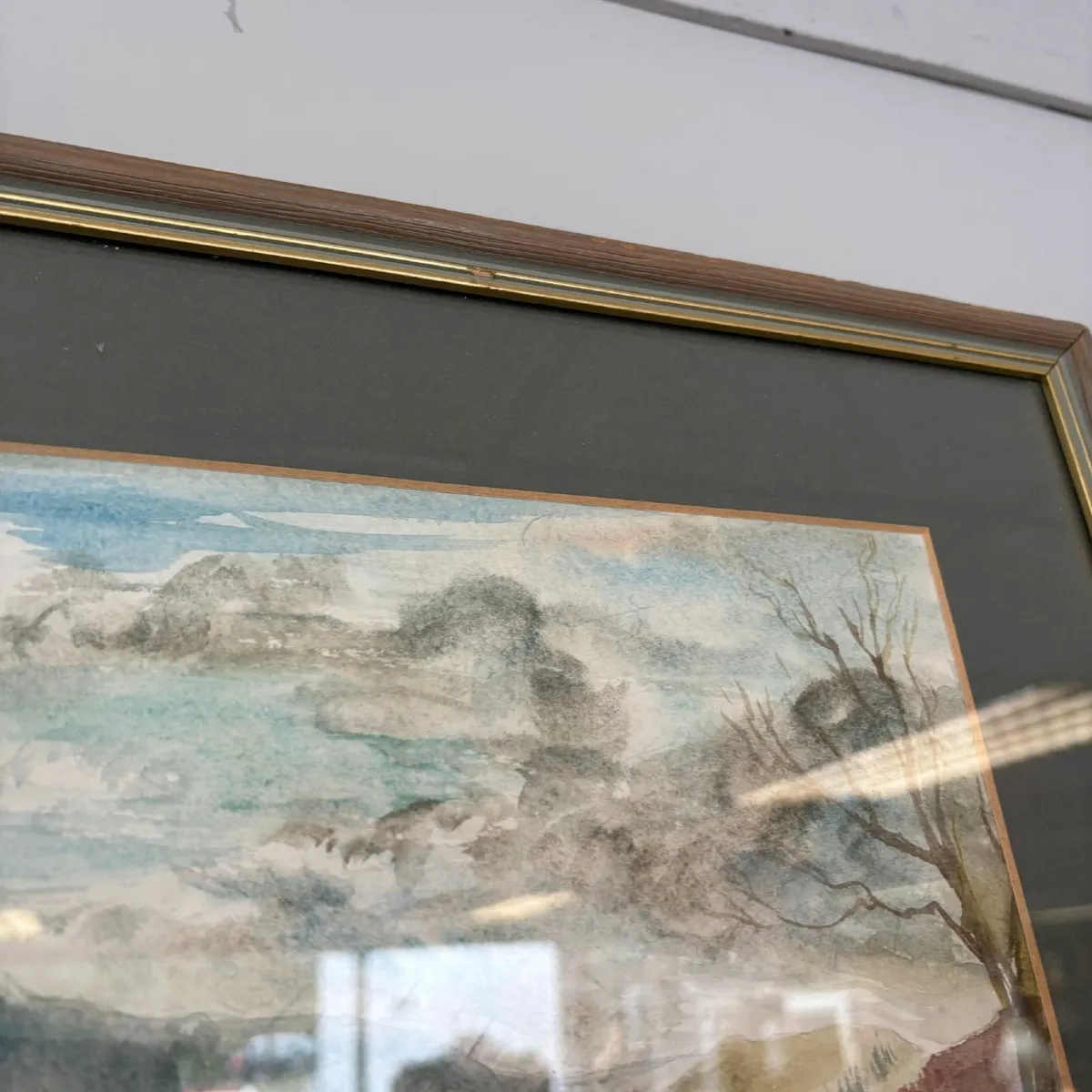 "Man fishing by the lake" watercolour drawing. In - Image 1