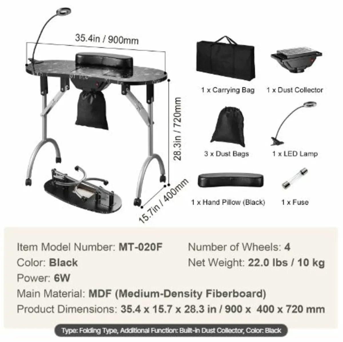 Portable Manicure Table Foldable Nail Table - Image 1