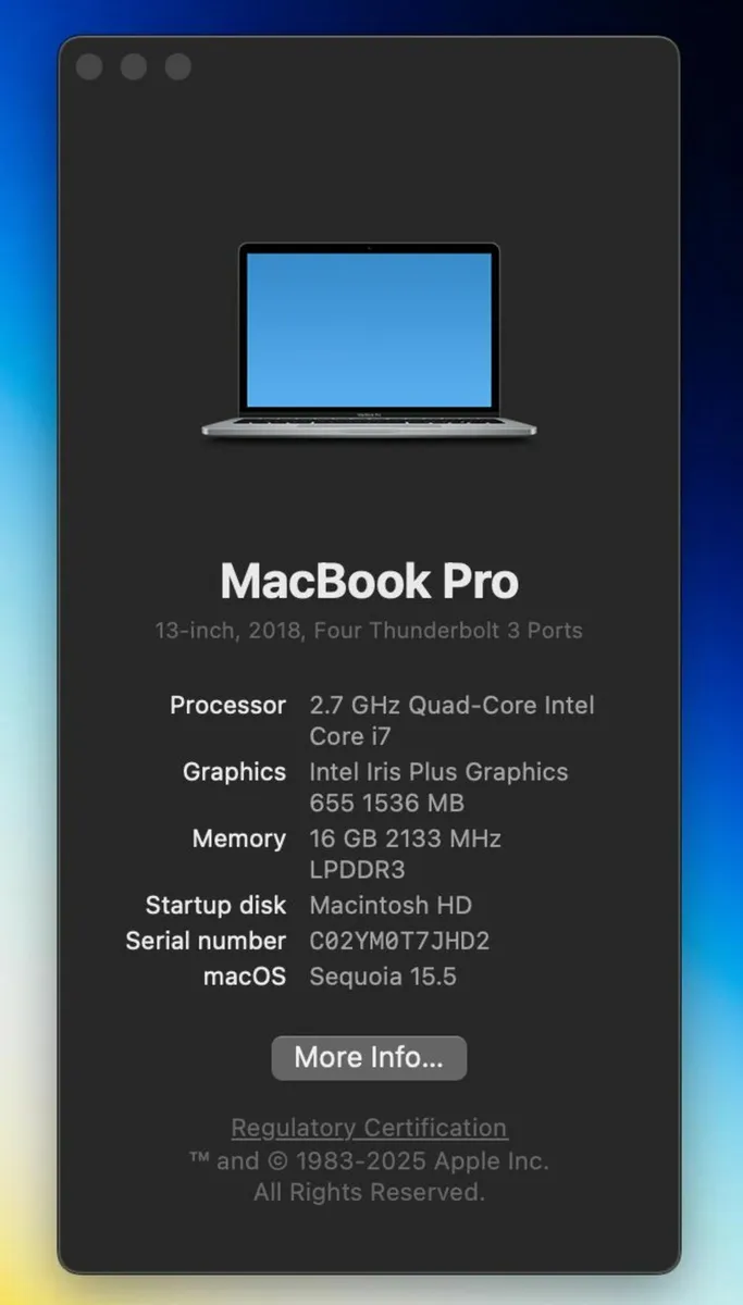 MacBook Pro 13″ (2018) – i7, 16GB RAM, 256GB SSD - Image 2