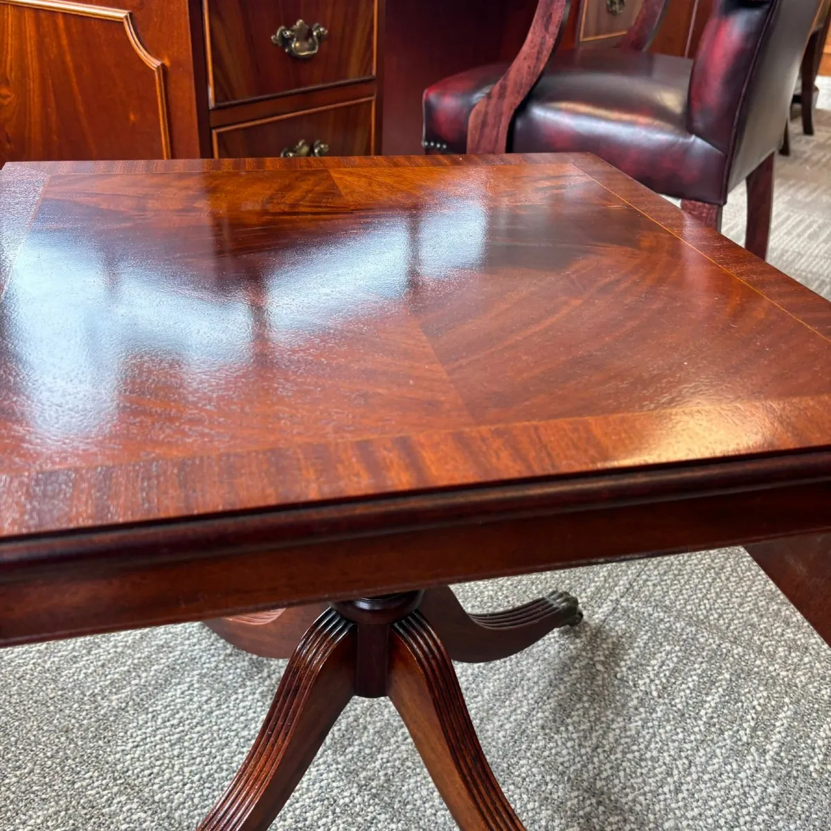 Fabulous mahogany inlaid drop leaf occasional tabl - Image 4