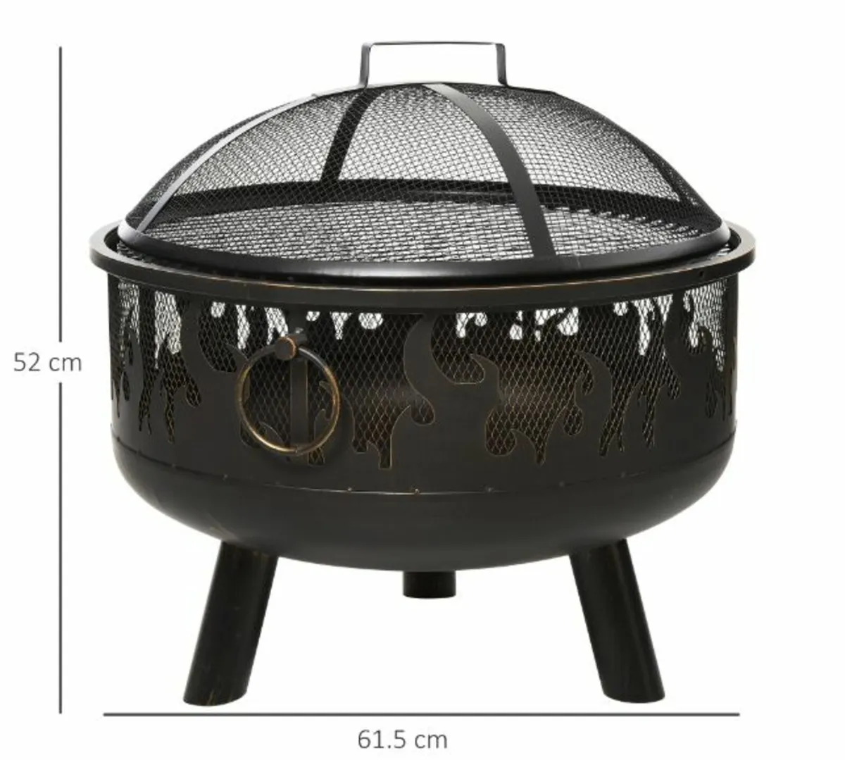 Outdoor 2-In-1Round Fire Pit with Lid,Grill,Poker - Image 3