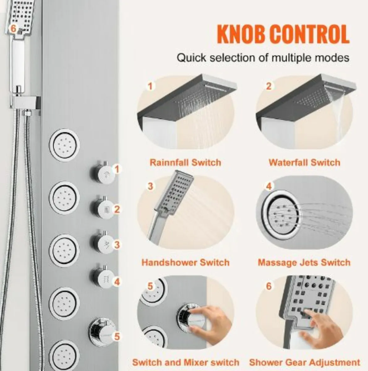4 Shower Modes Shower Panel Tower - Image 2