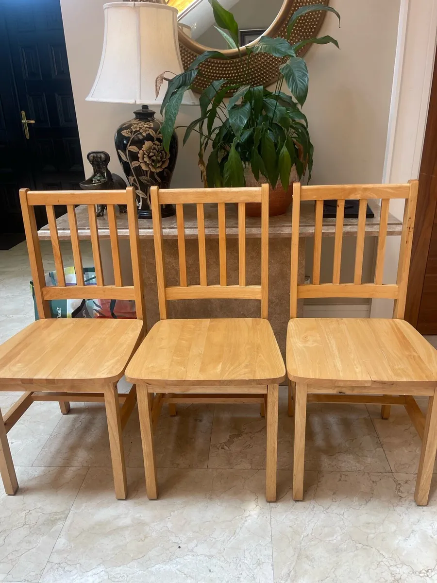 3 x Solid Kitchen Dining Chairs - Can Deliver - Image 1
