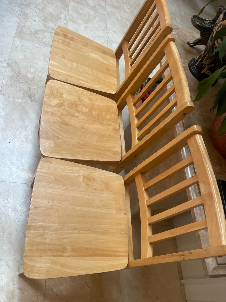 3 x Solid Kitchen Dining Chairs - Can Deliver - Image 2