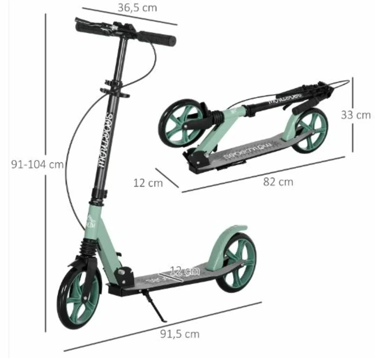 Folding Kick Scooter with Adjustable Handlebar, - Image 3