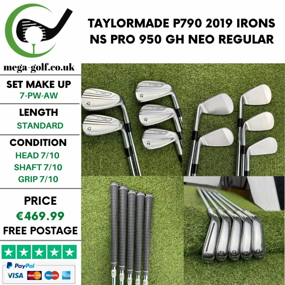 TAYLORMADE P790 2019 IRONS / 7-PW-AW / REGULAR - Image 1