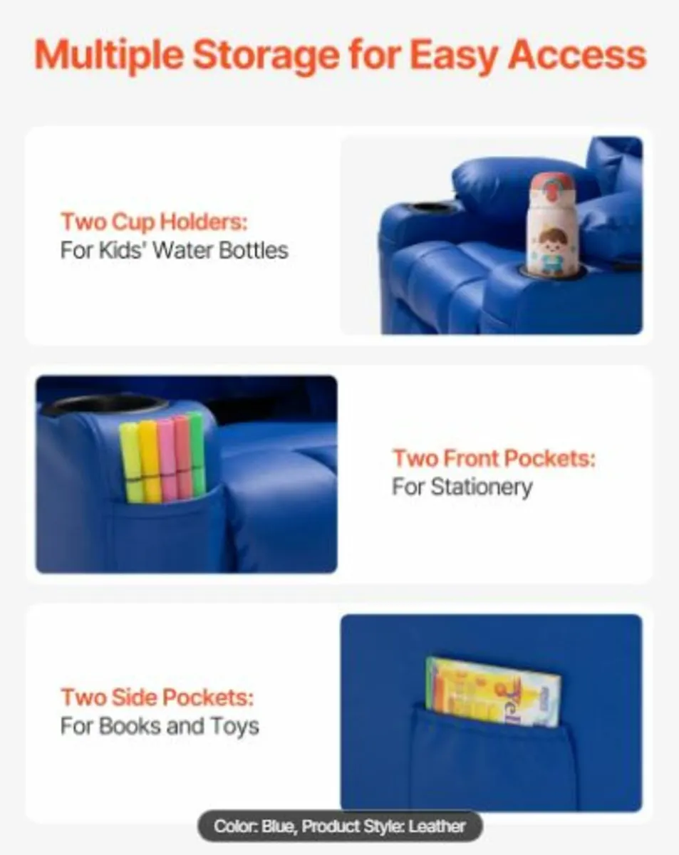 Kids Reclining Chair PU Leather Toddler Recliner - Image 2