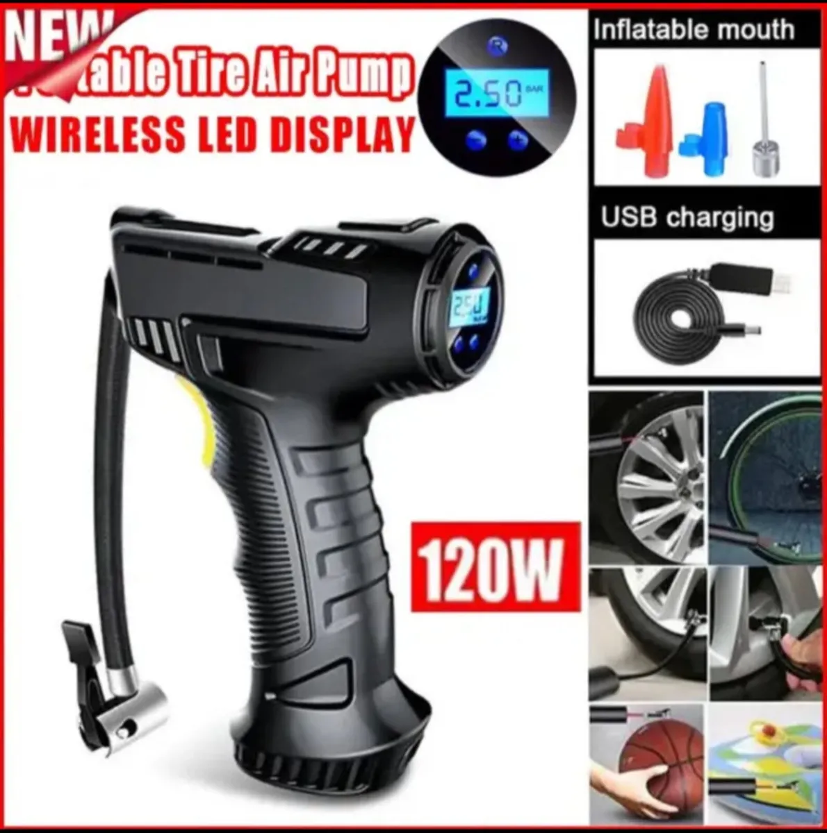 150psi Cordless Air Compressor Tyre Inflator NEW - Image 1