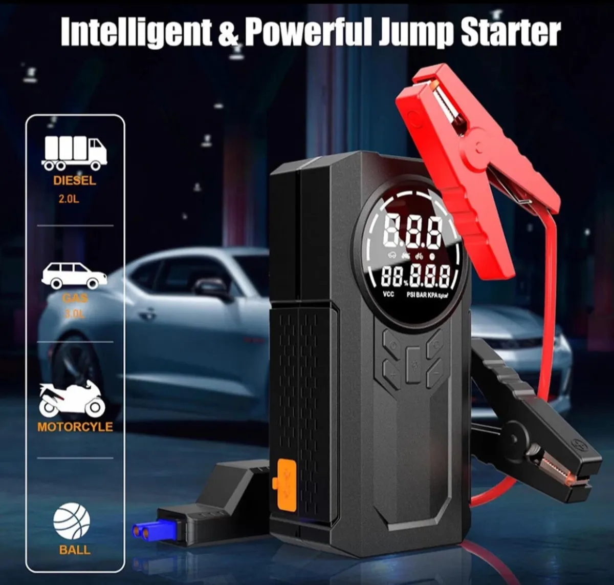 Car Battery Jump Starter & Tyre Inflator Portable - Image 1