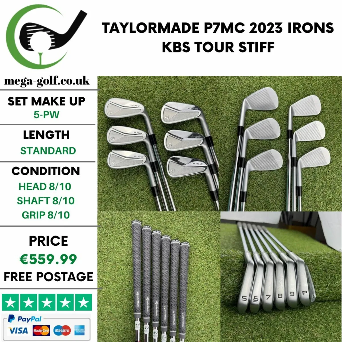 TAYLORMADE P7MC 2023 IRONS / 5-PW / KBS TOUR STIFF - Image 1