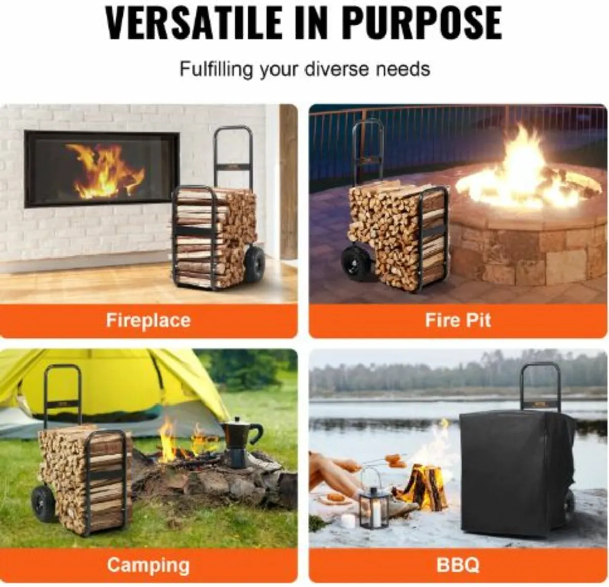 Firewood Log Cart, 113.4 kg Capacity, Outdoor - Image 3