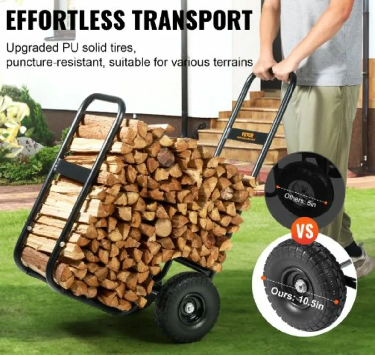 Firewood Log Cart, 113.4 kg Capacity, Outdoor - Image 4