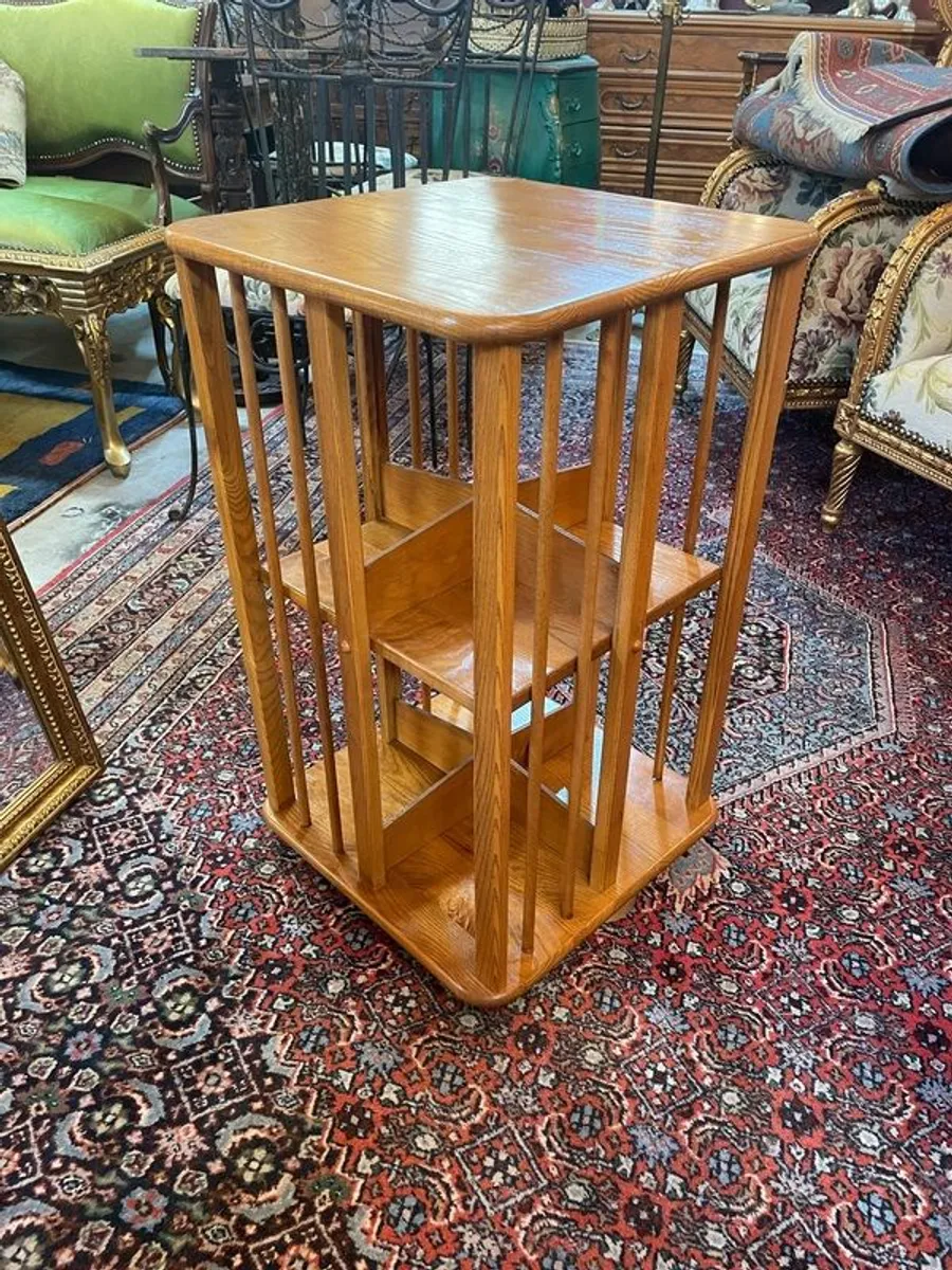 Lovely Late 20th Century Elm Wood Revolving Bookcase in Ercol Style. - Image 1