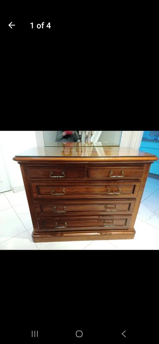 Walnut Veneer Cabinet with Protective Glass