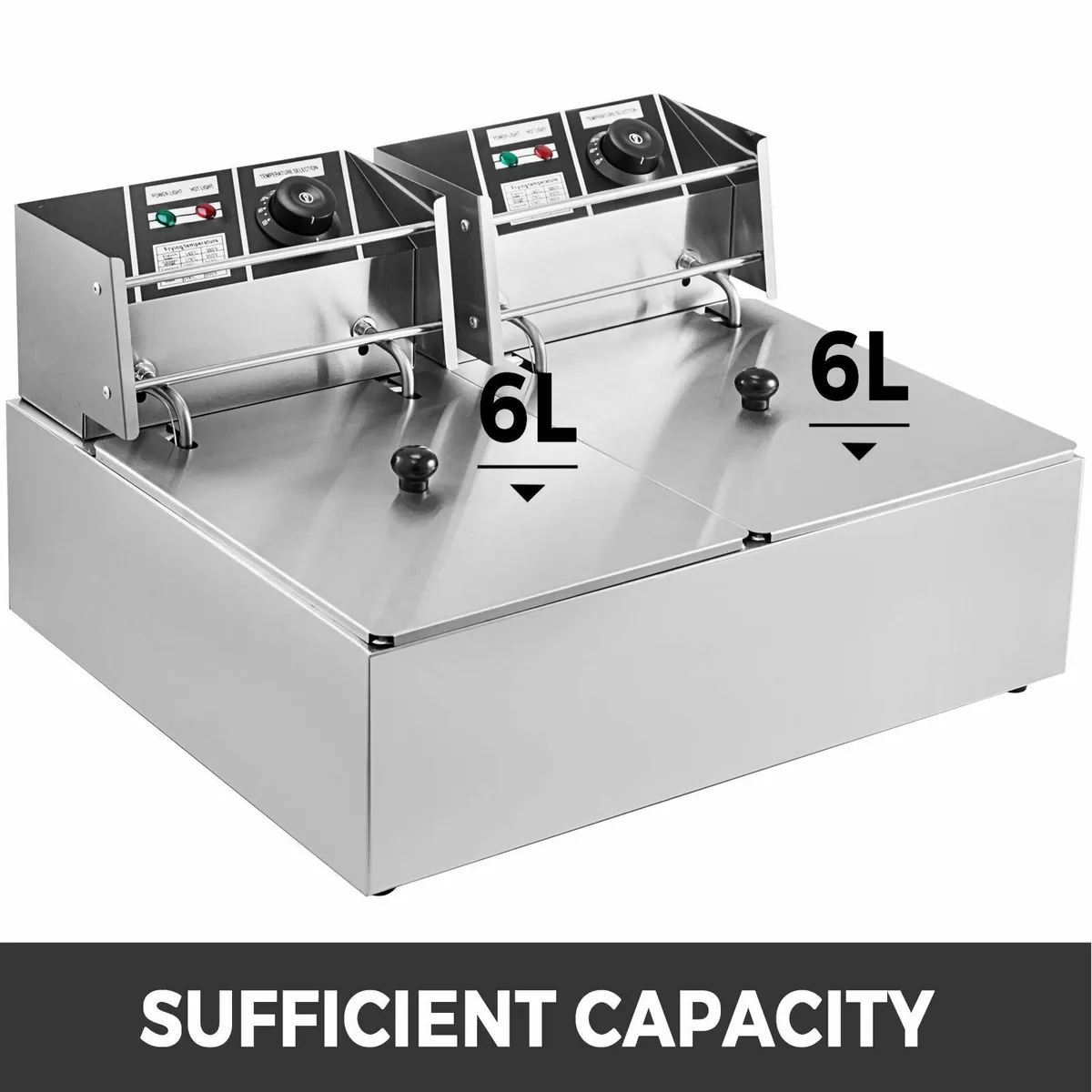 Deep Fryer 12L Stainless Steel Dual Basket 5000W - Image 2