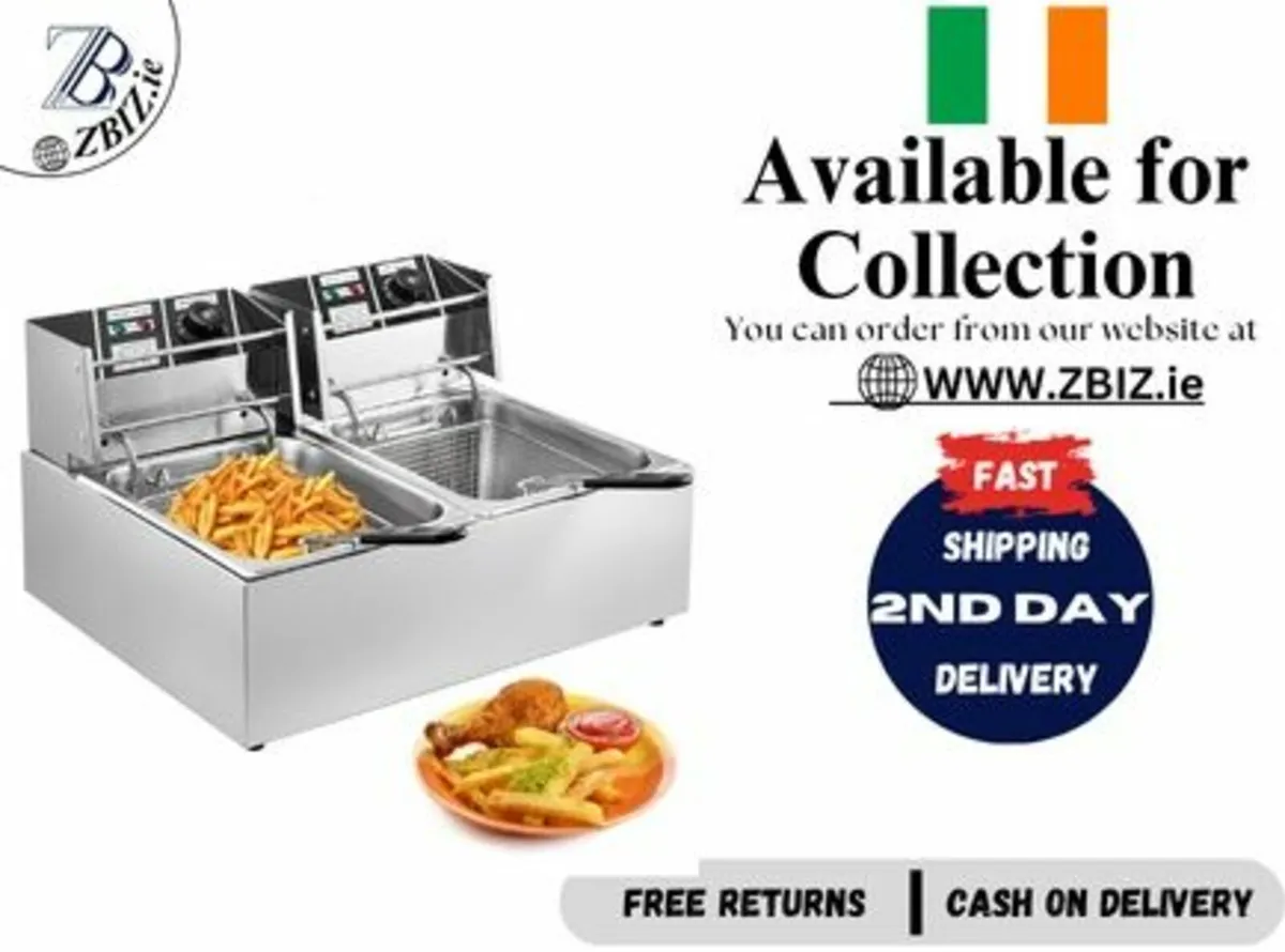 Deep Fryer 12L Stainless Steel Dual Basket 5000W - Image 1